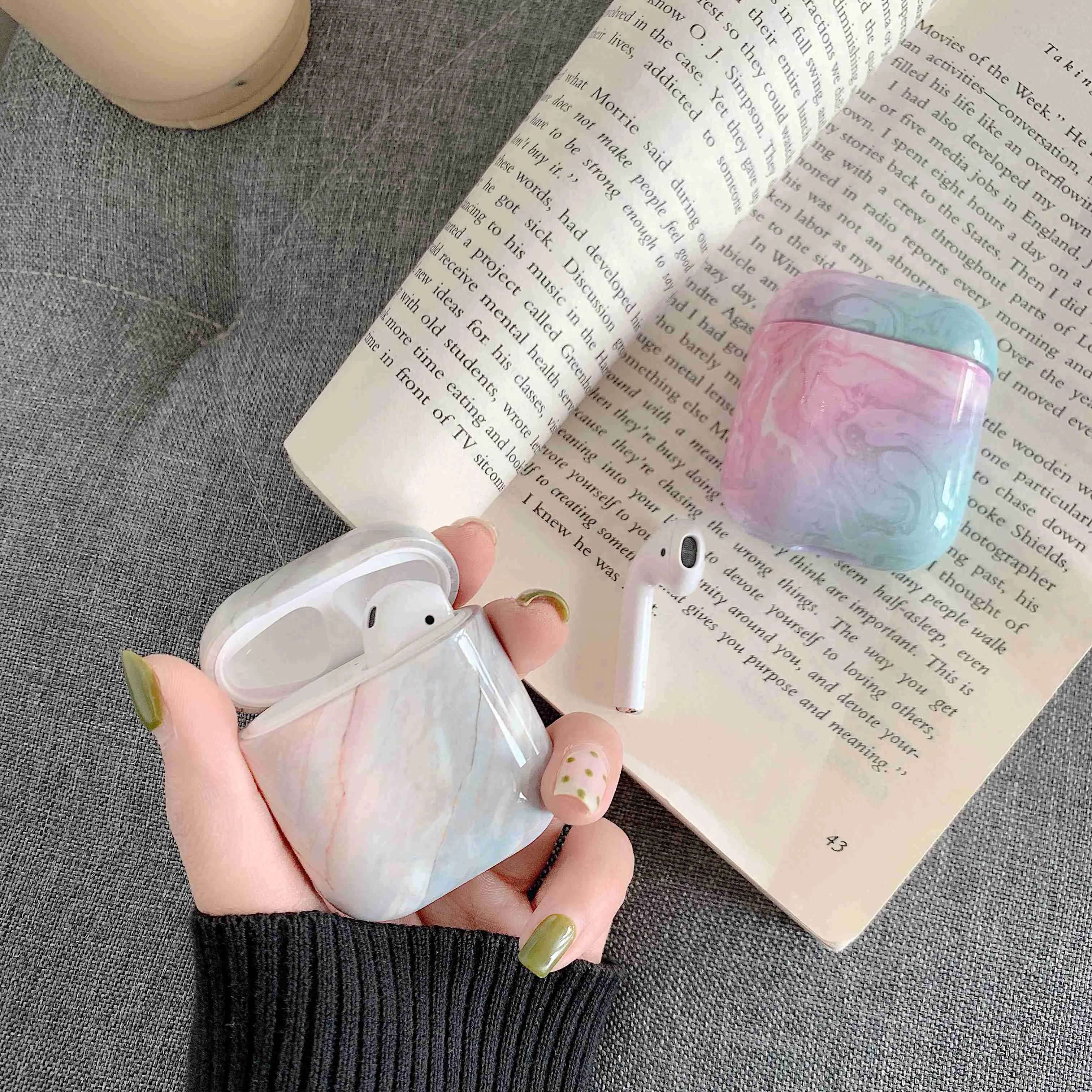 Case For Original Apple Airpods Case Marble Cute Cover For Apple Airpods 2 1 Case Accessories Headphones Air Pods Case Box Coque