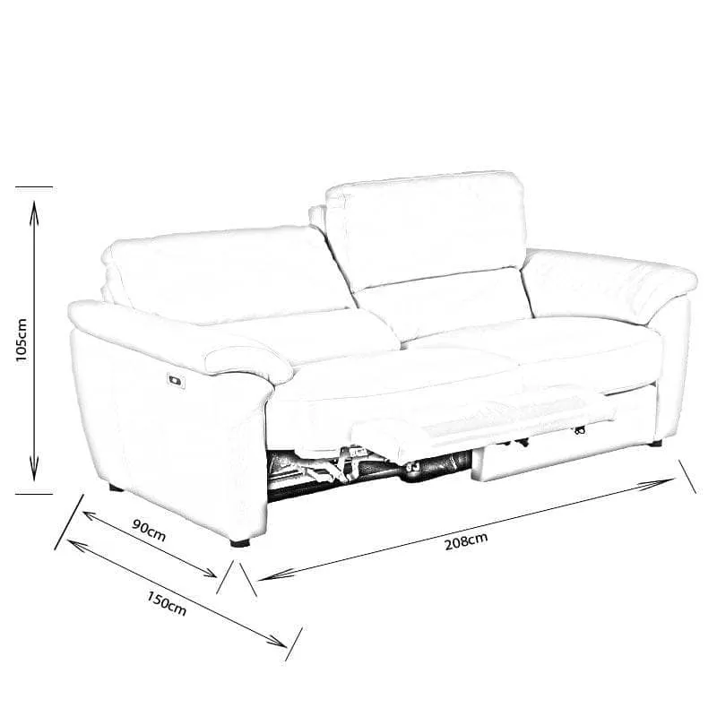 Catania 3 Seater Power Sofa - Cream