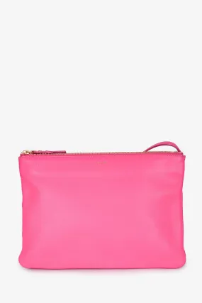 Celine 2014 Hot Pink Leather Medium Trio Crossbody