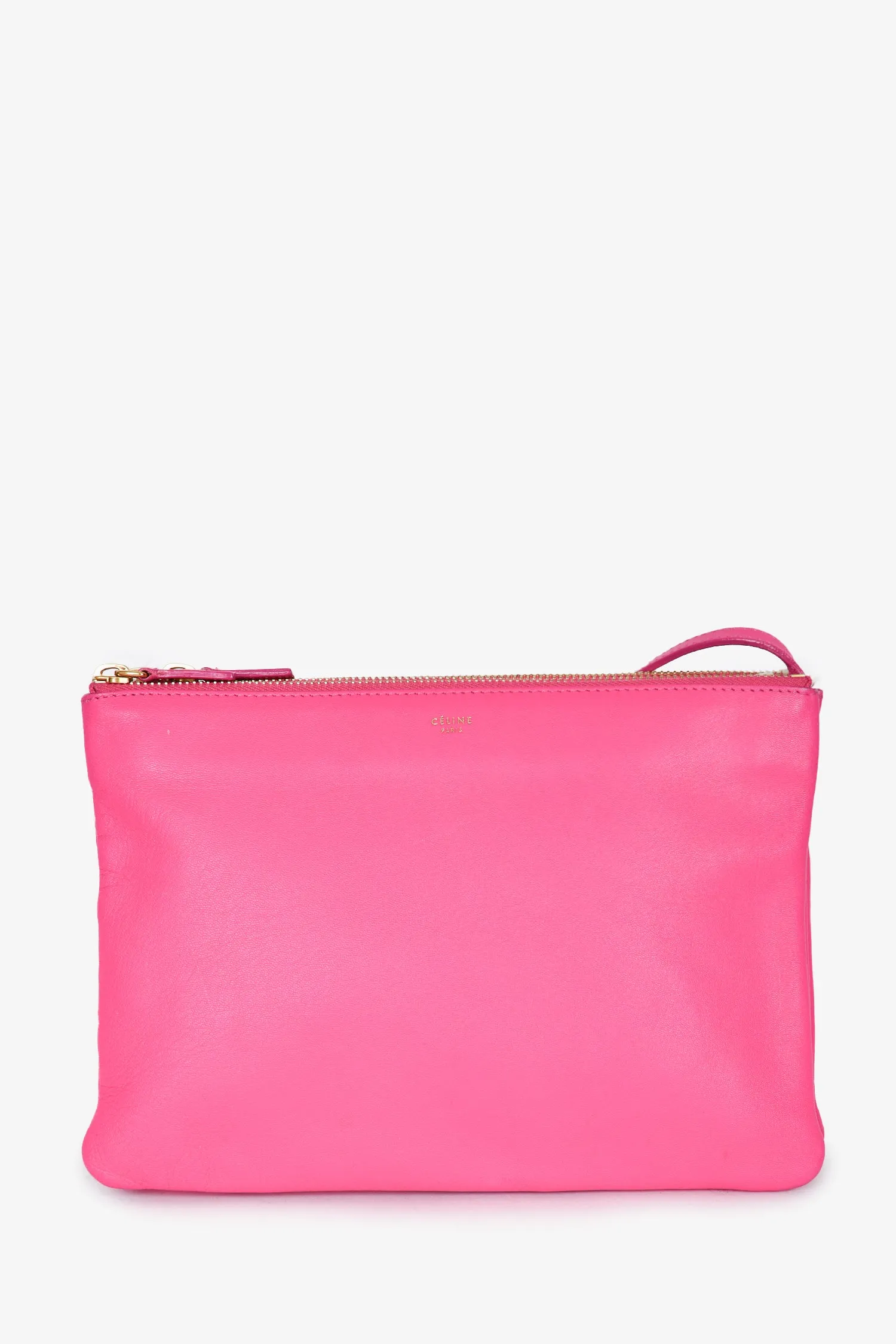 Celine 2014 Hot Pink Leather Medium Trio Crossbody