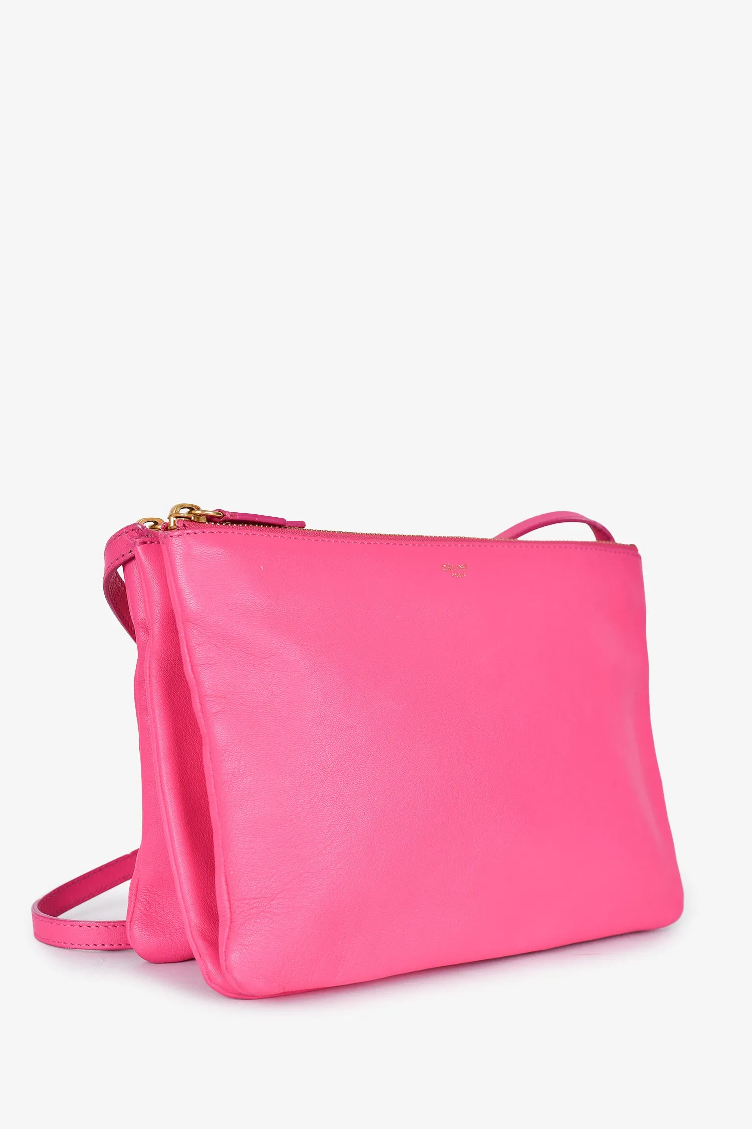 Celine 2014 Hot Pink Leather Medium Trio Crossbody