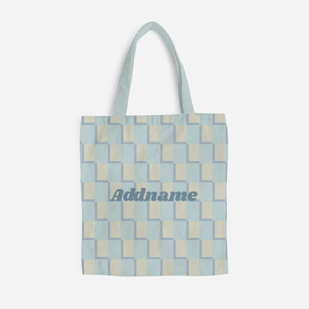 Checkered Series Full Print Tote Bag - Blue