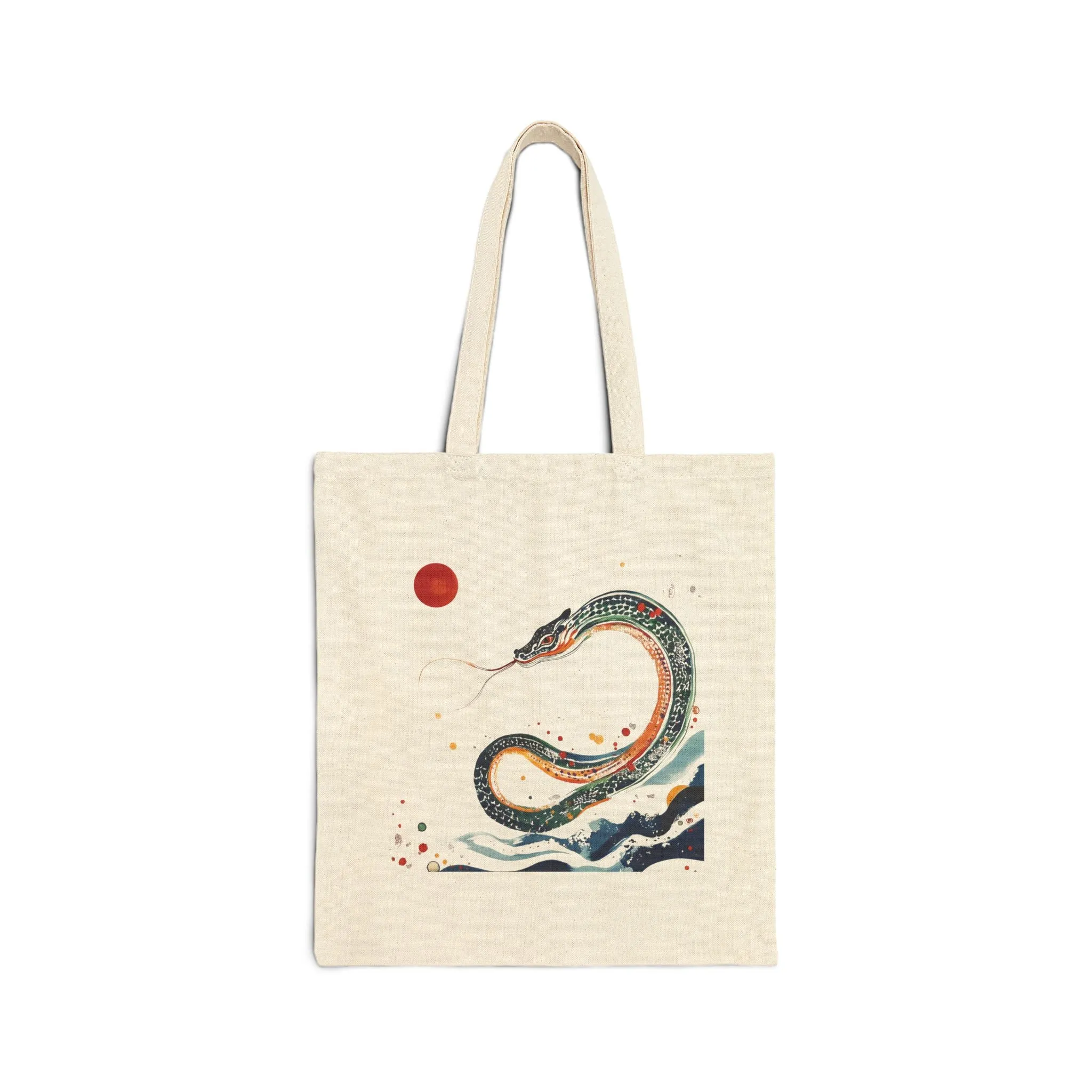 Chinese New Year Snake Tote Bag, Year of the Snake Symbolism, Lunar New Year Gift, Cotton Canvas Carryall, Good Fortune Handbag, Prosperity