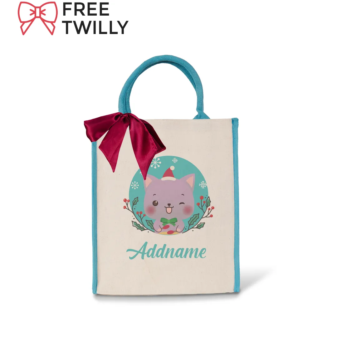 Christmas Cute Animal Series - Light Blue Colour Lining Canvas Bag (Livestream)