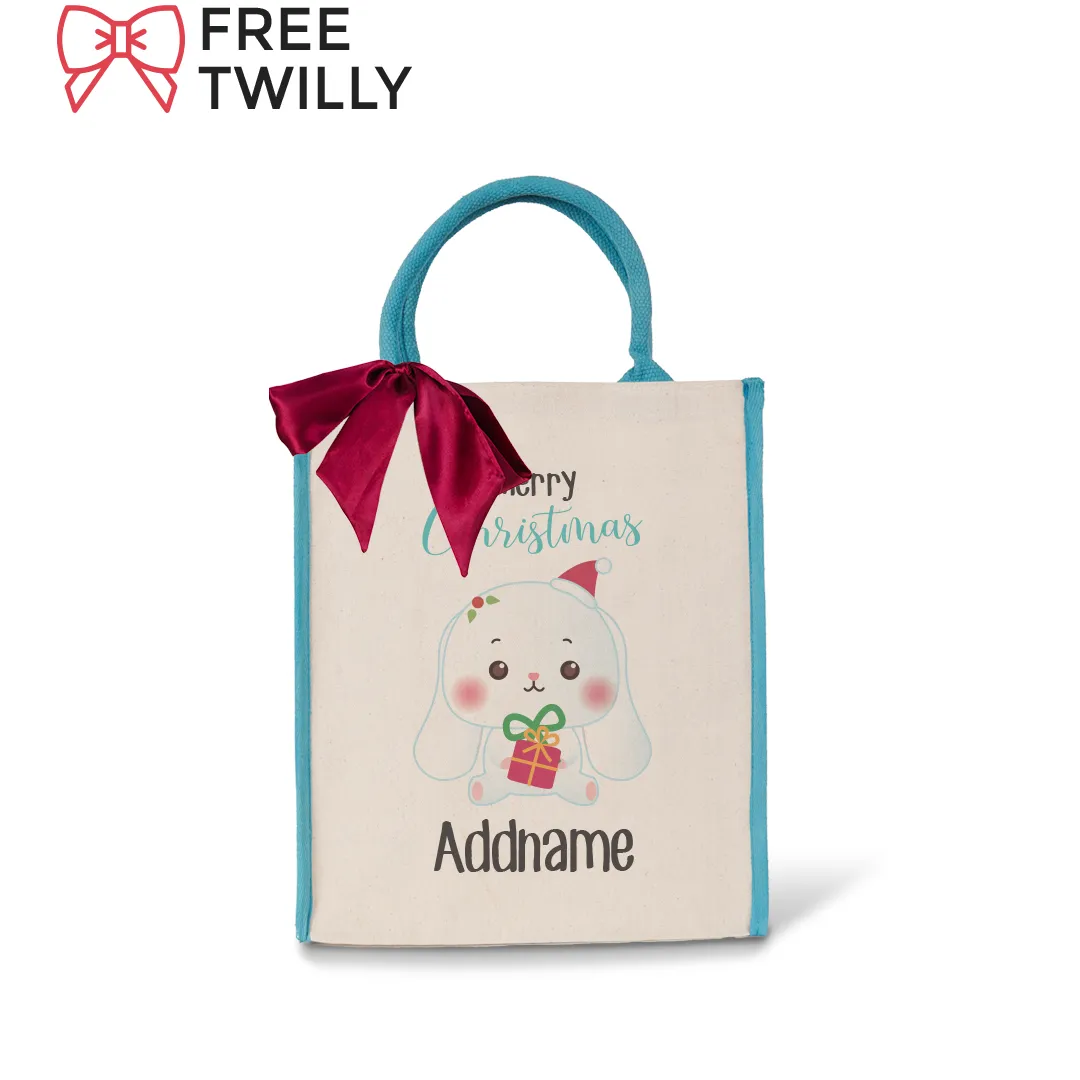 Christmas Cute Animal Series - Light Blue Colour Lining Canvas Bag (Livestream)