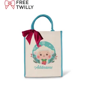 Christmas Cute Animal Series - Light Blue Colour Lining Canvas Bag (Livestream)