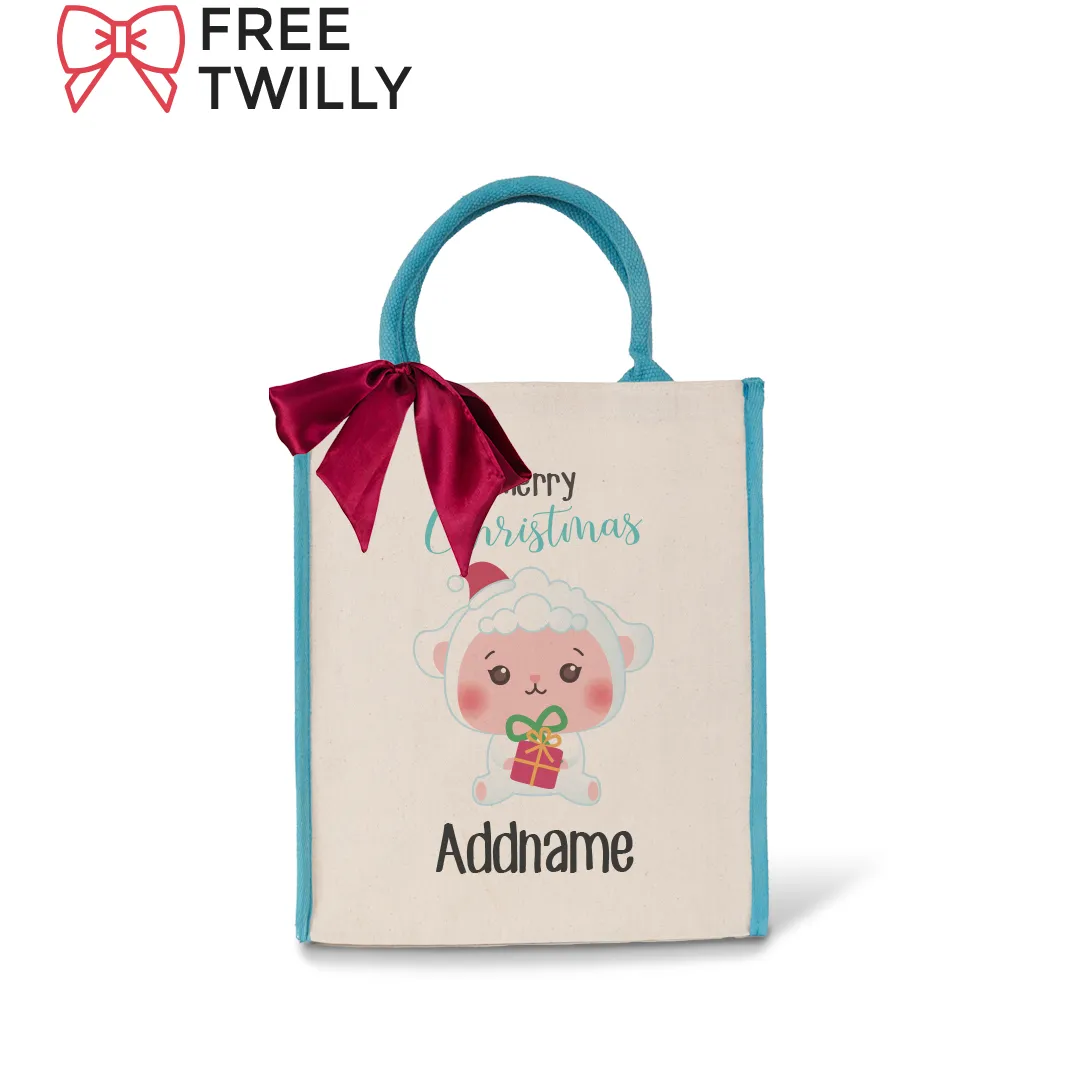 Christmas Cute Animal Series - Light Blue Colour Lining Canvas Bag (Livestream)