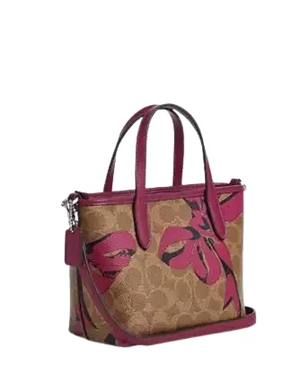 Coach City Mini Tote Bag In Signature Canvas With Bow Print