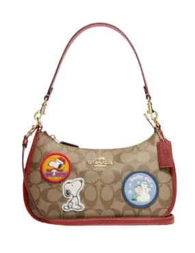 Coach Coach X Peanuts Teri Shoulder Bag In Signature Canvas With Patches