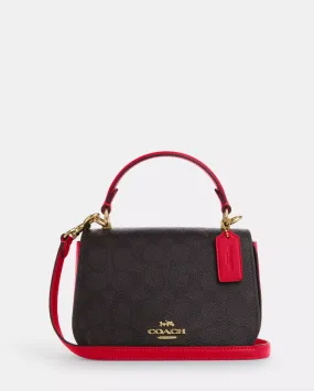 Coach Lysa Top Handle Bag In Signature Walnut Bold Red (Incoming stock)