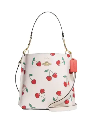 Coach Mollie Bucket 22 With Heart Cherry Print