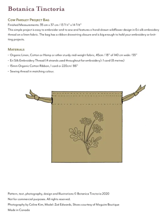 Cow Parsley Project Bag Sewing Pattern