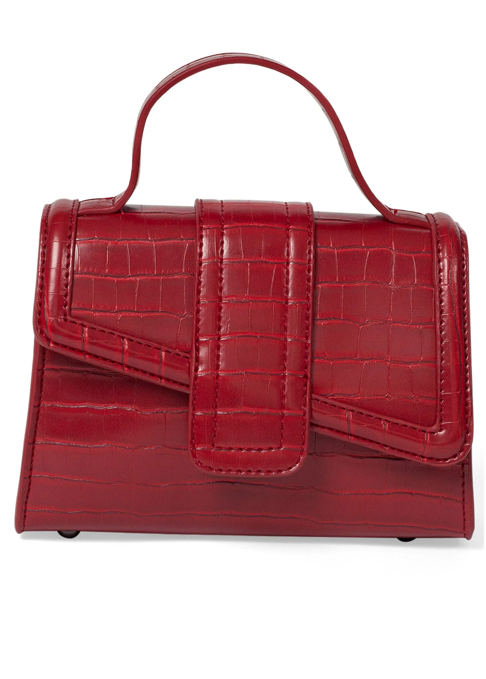 Croc Detail Handbag - Red