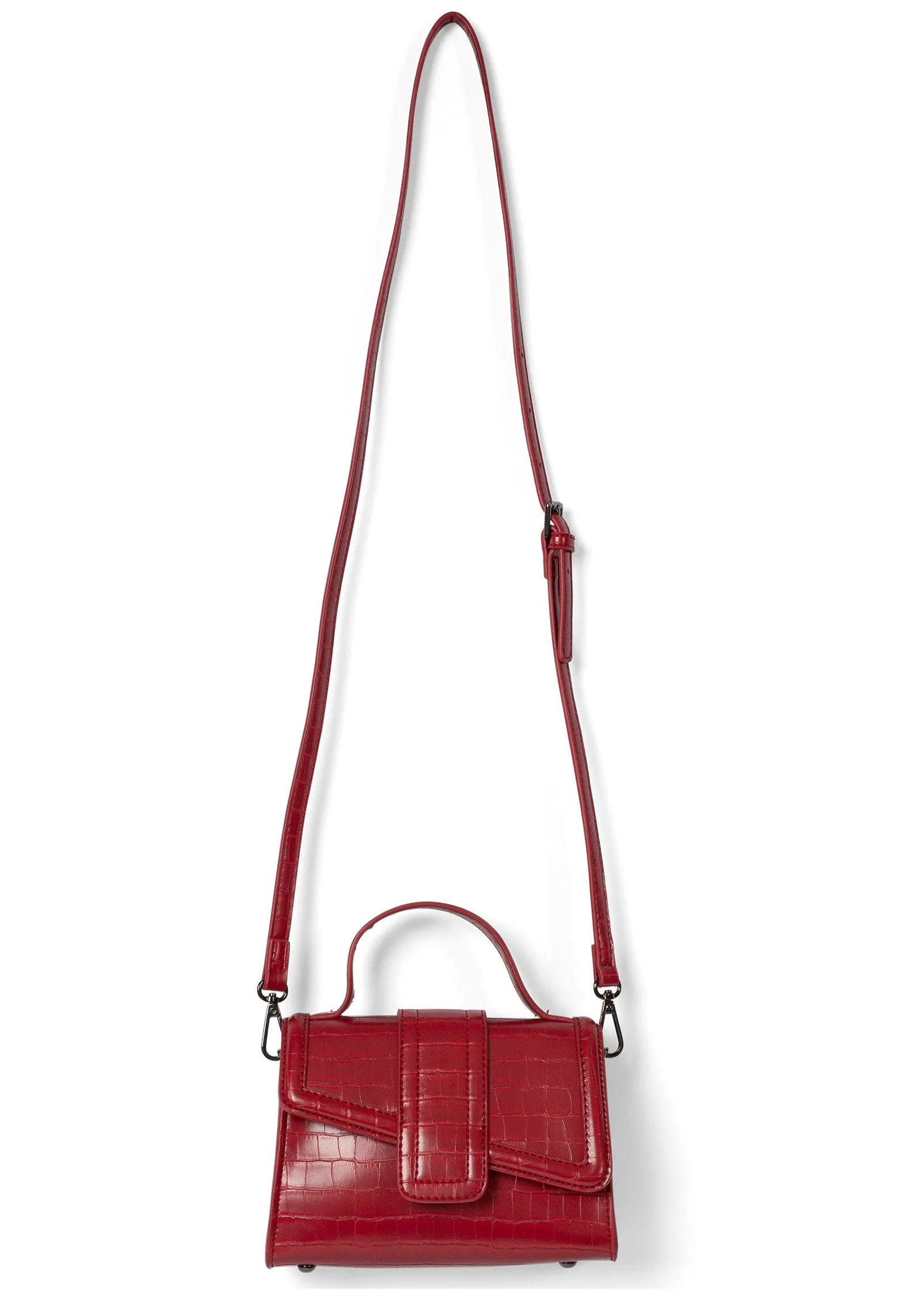 Croc Detail Handbag - Red