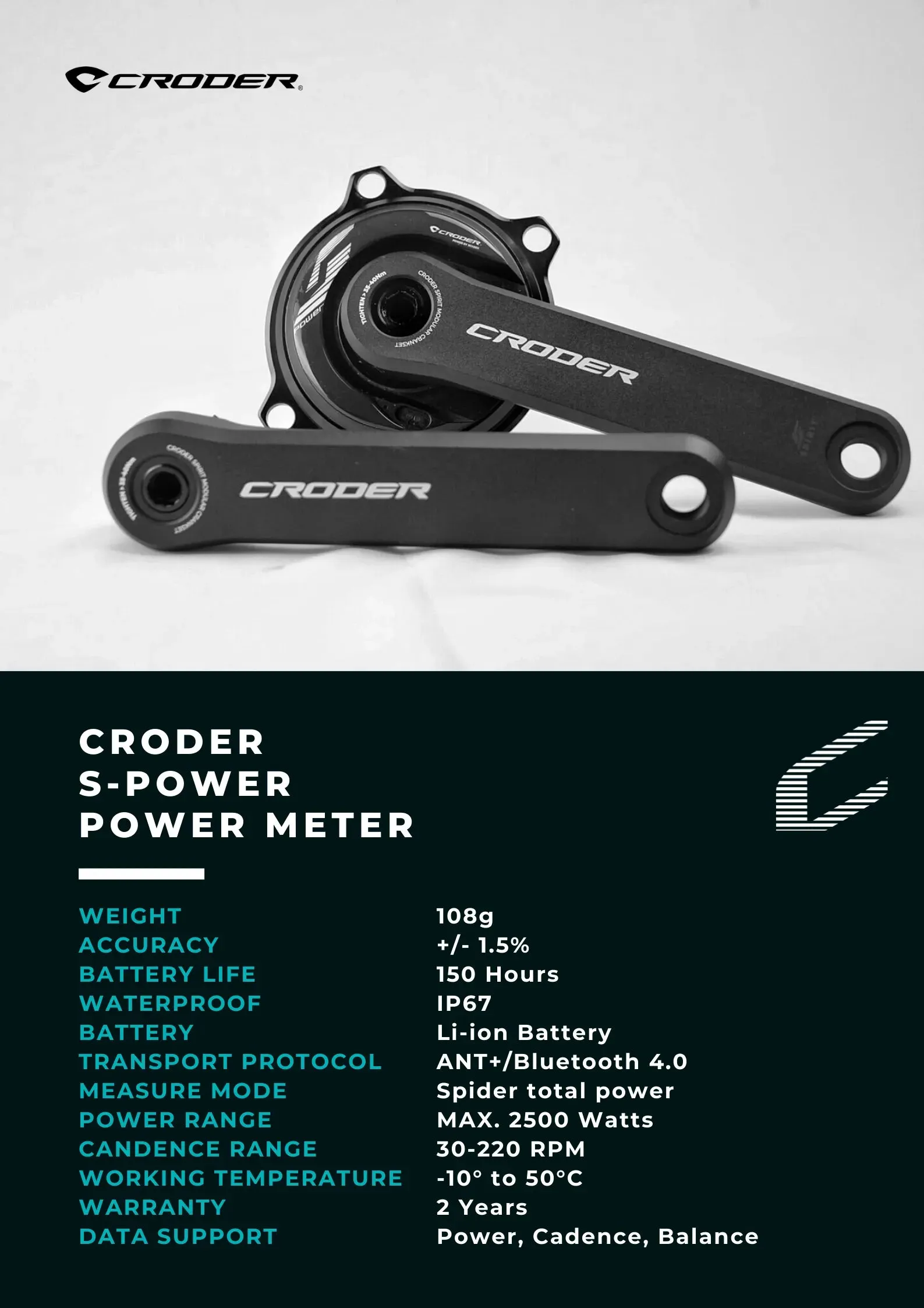 Croder Spirit S-Power Power Crankset (no rings)