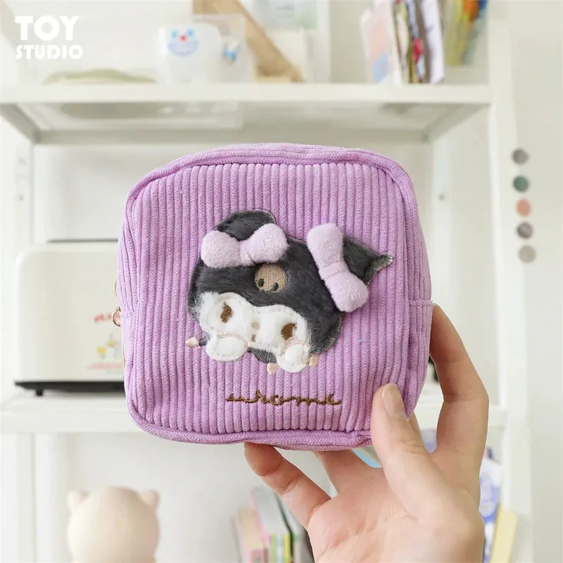 Cute cartoon corduroy storage bag sanitary towel bag