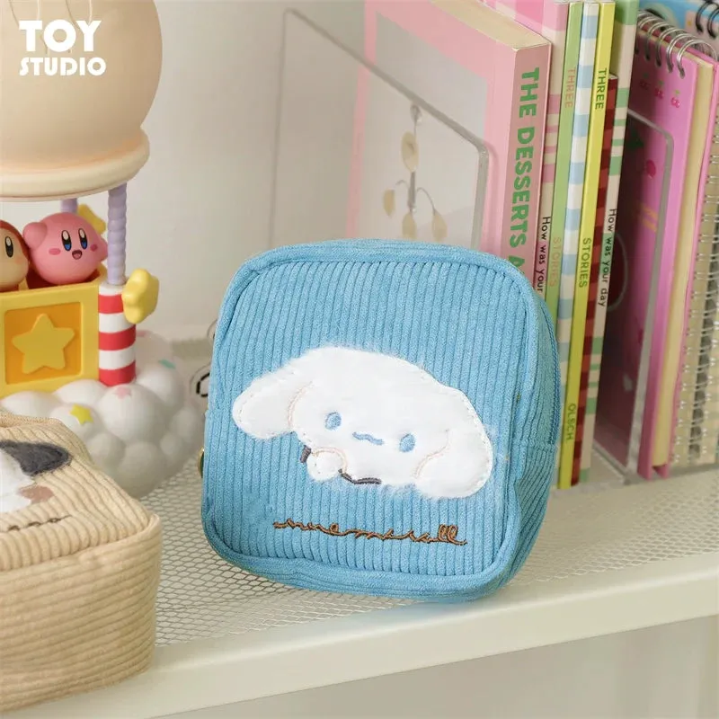 Cute cartoon corduroy storage bag sanitary towel bag