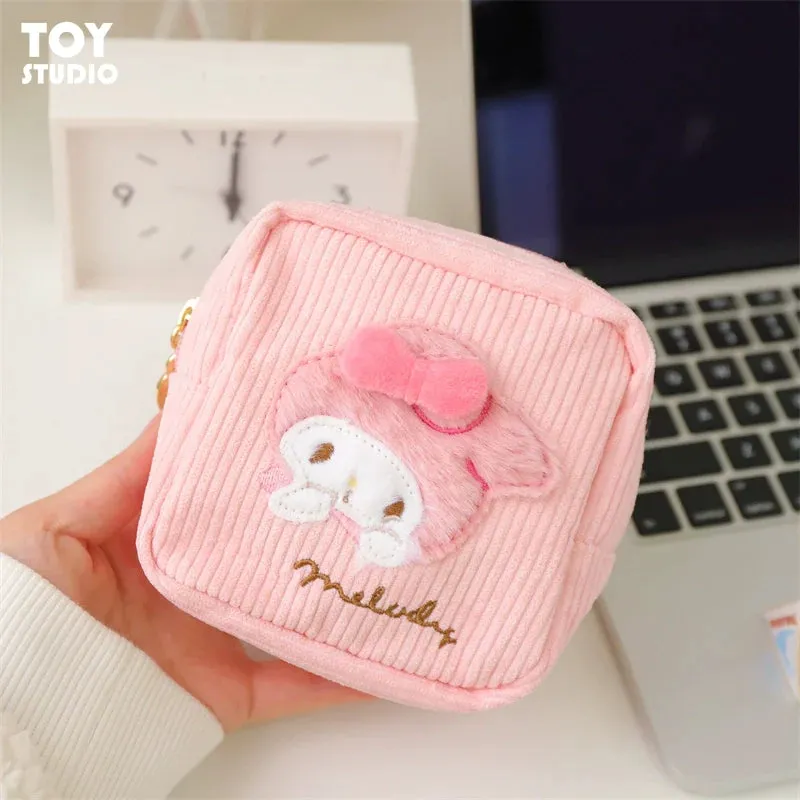 Cute cartoon corduroy storage bag sanitary towel bag