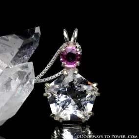 Danburite & Pink Sapphire Star of Venus Pendant - Signature Collection