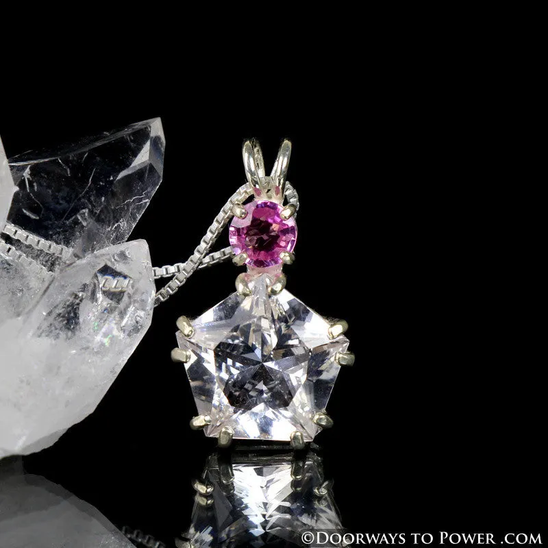 Danburite & Pink Sapphire Star of Venus Pendant - Signature Collection