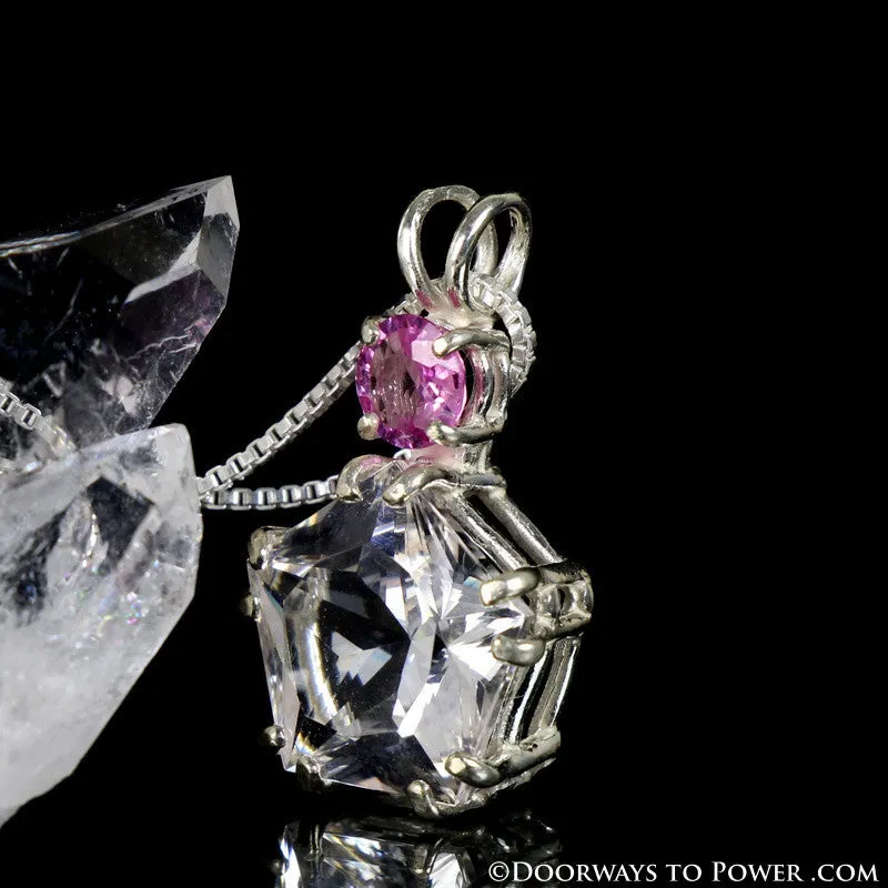 Danburite & Pink Sapphire Star of Venus Pendant - Signature Collection