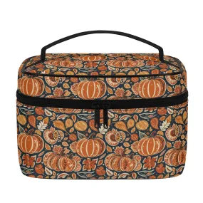 Dark Blue Pumpkin Leather Cosmetic Bag