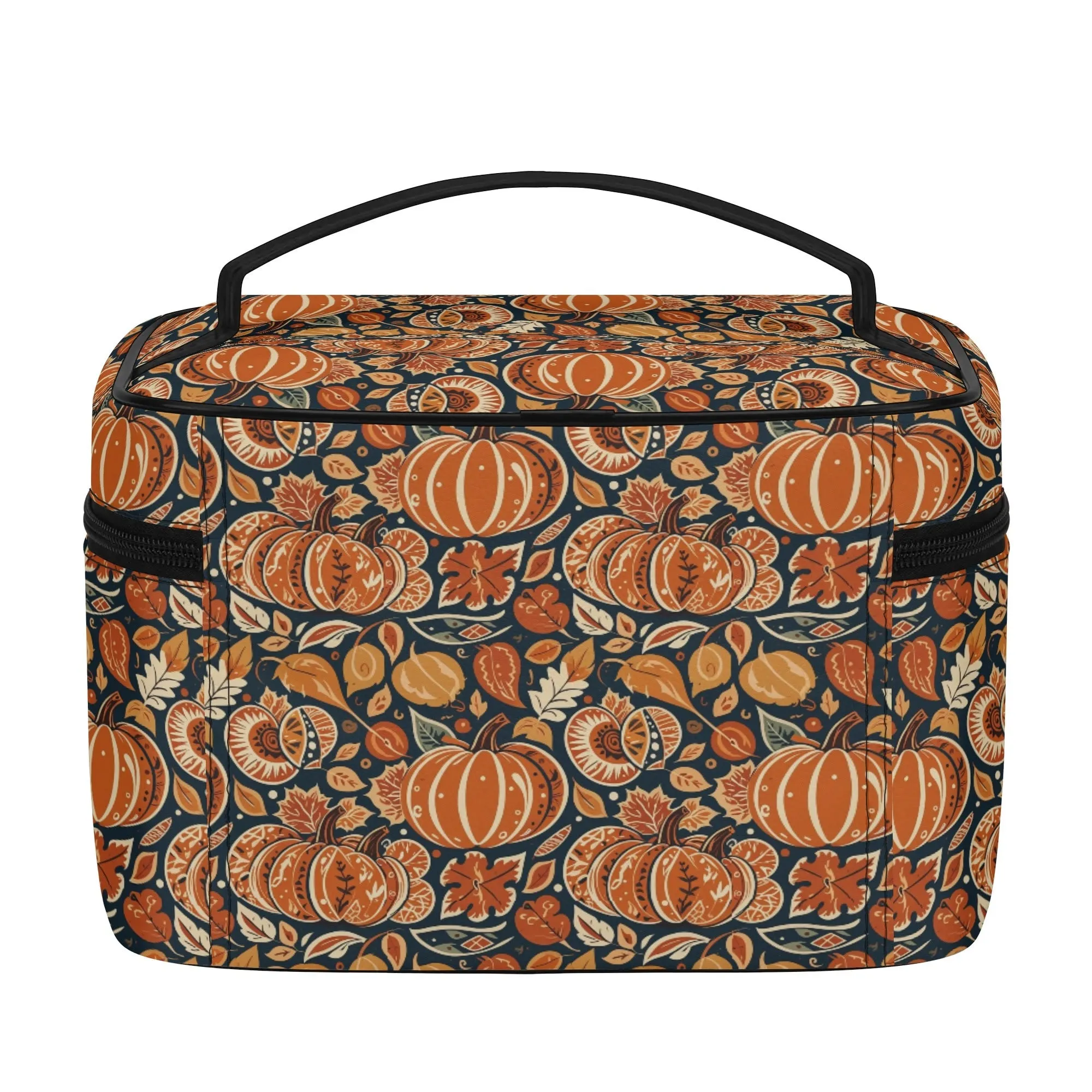 Dark Blue Pumpkin Leather Cosmetic Bag