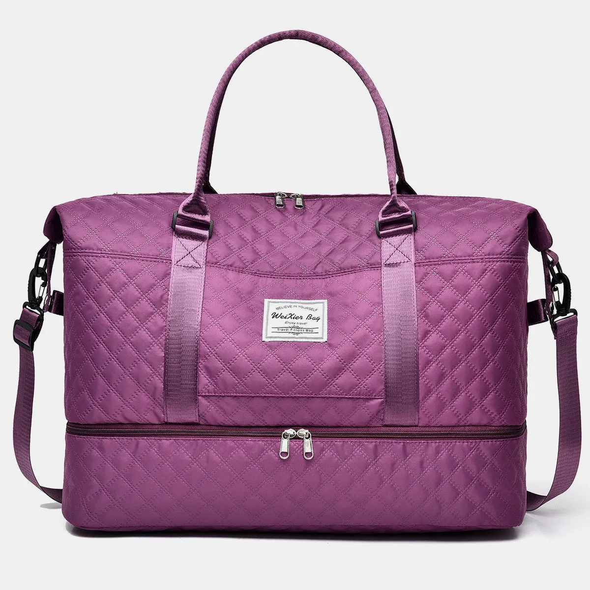 Diamond Grid Oxford Travel Bag