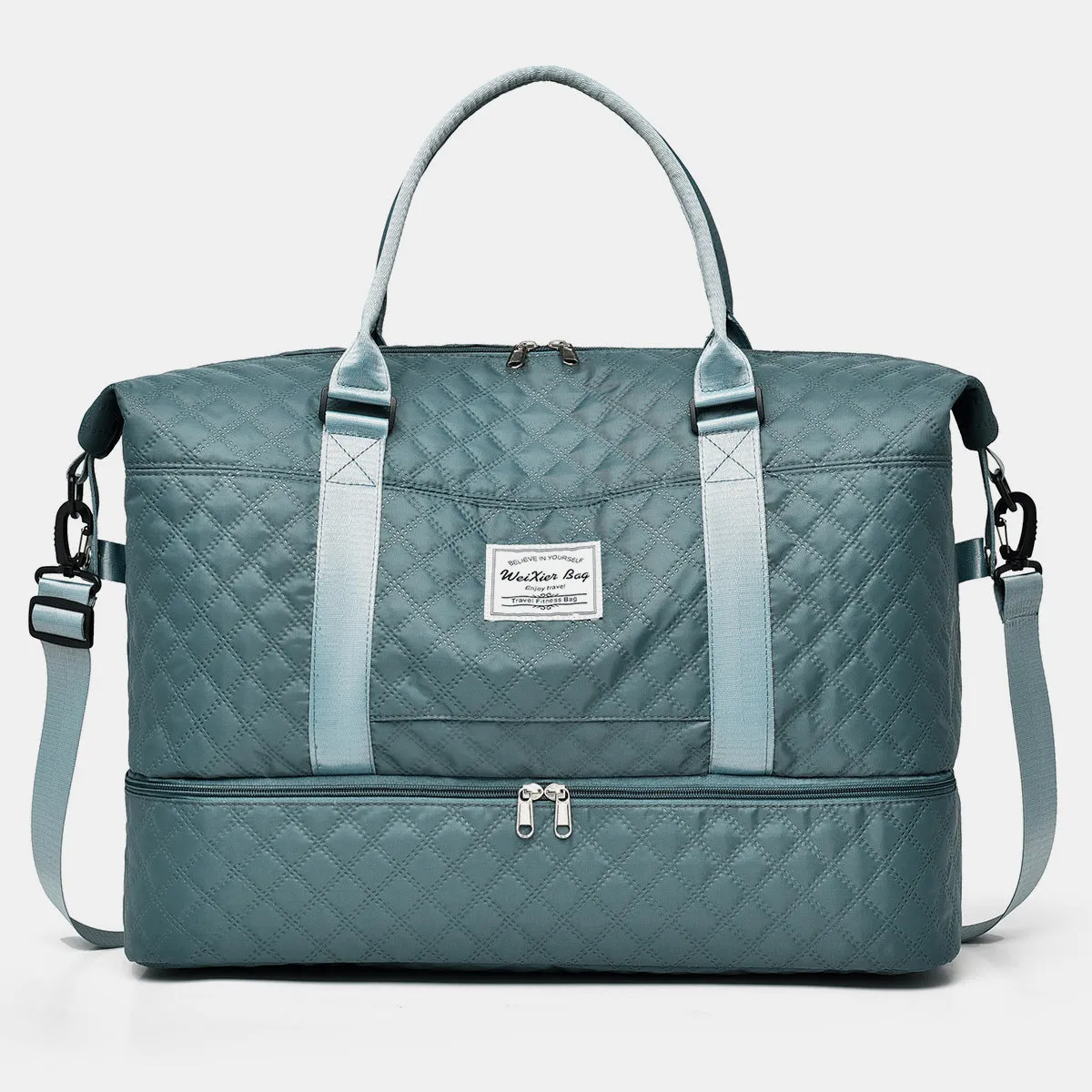 Diamond Grid Oxford Travel Bag