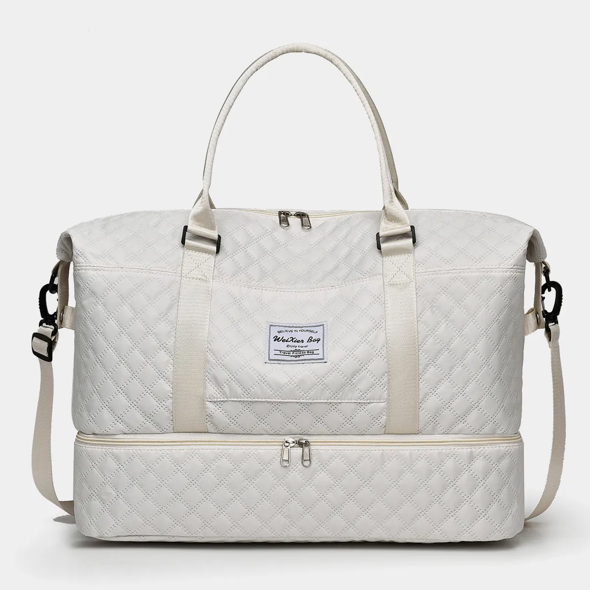 Diamond Grid Oxford Travel Bag