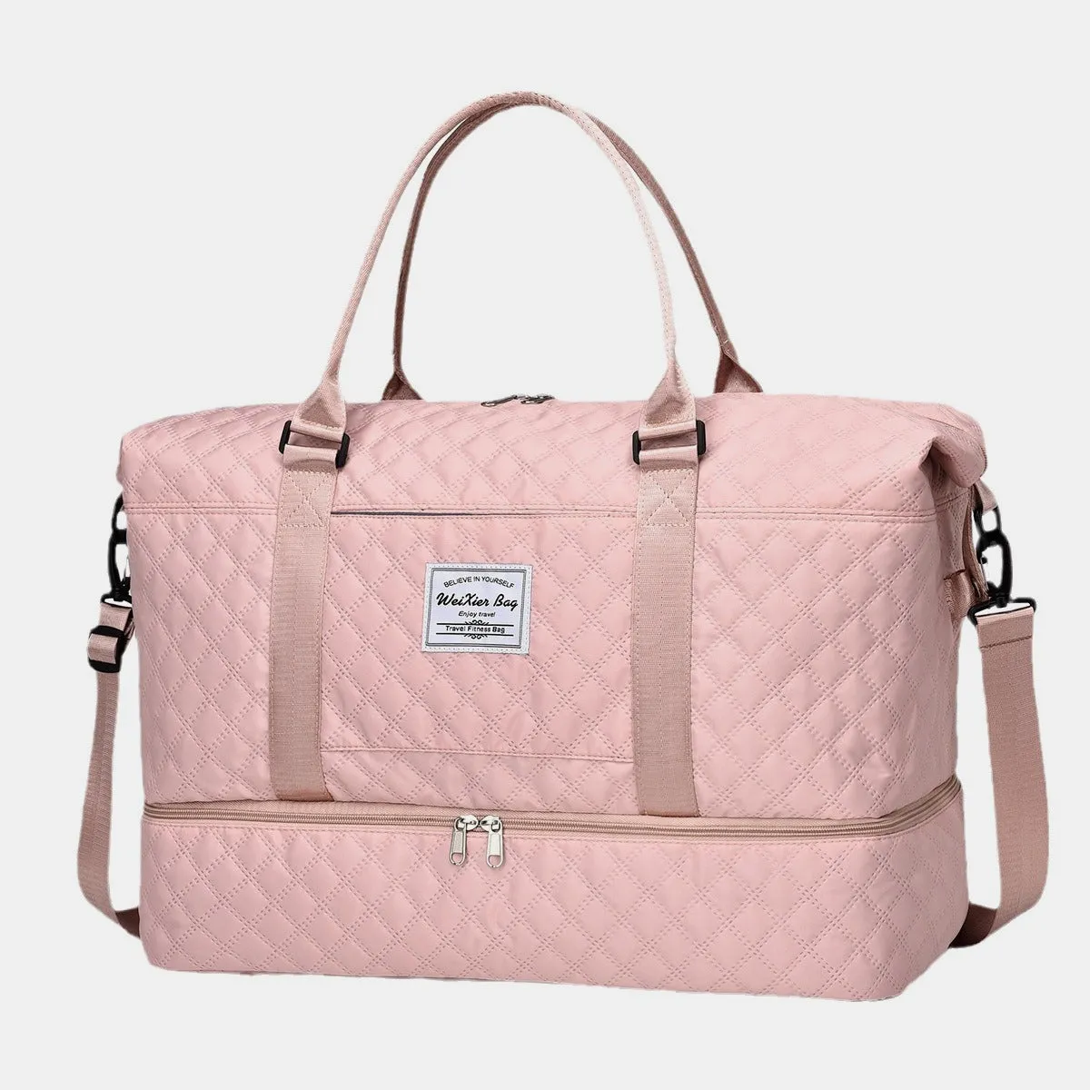 Diamond Grid Oxford Travel Bag