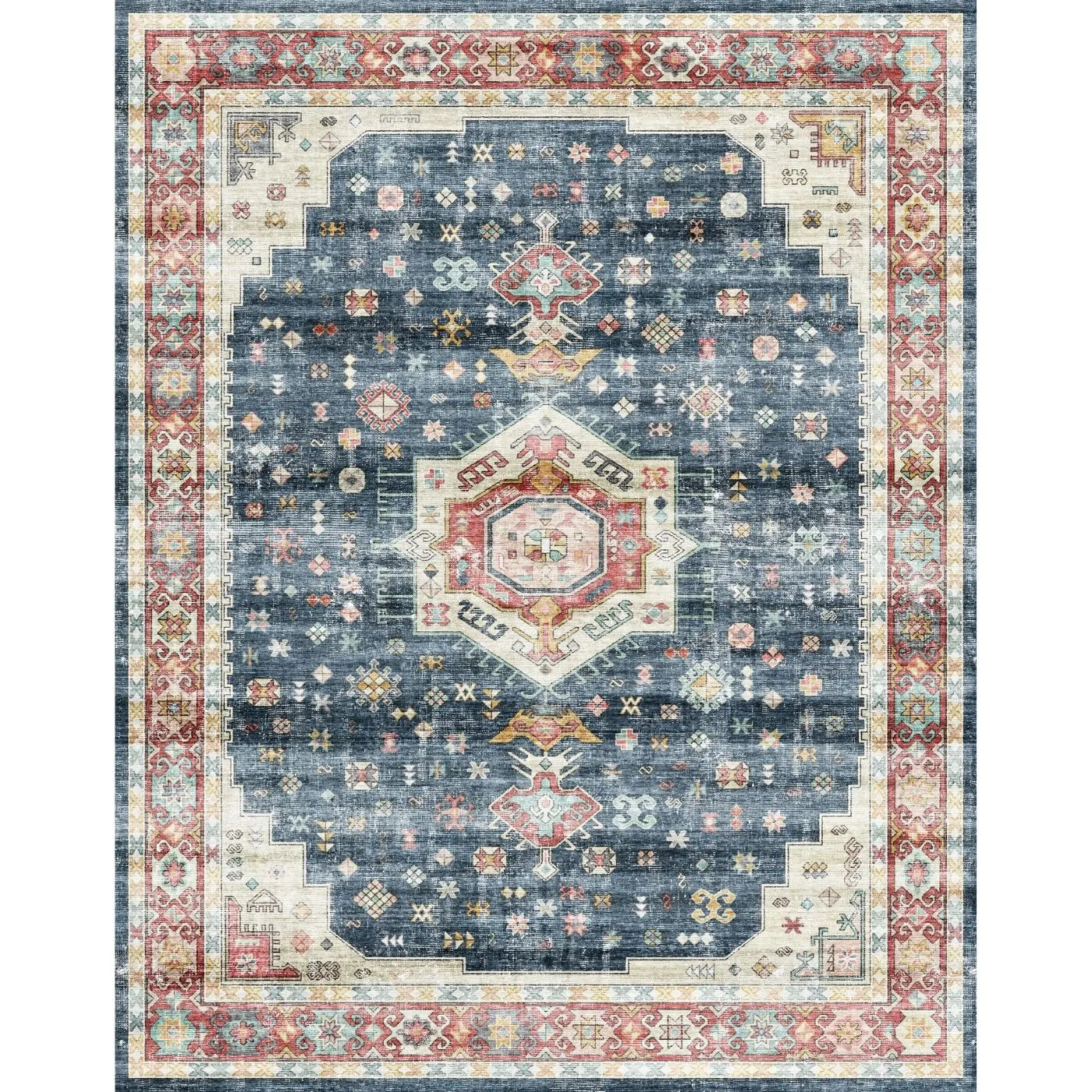 Dilara Multi Color Red Blue Rug