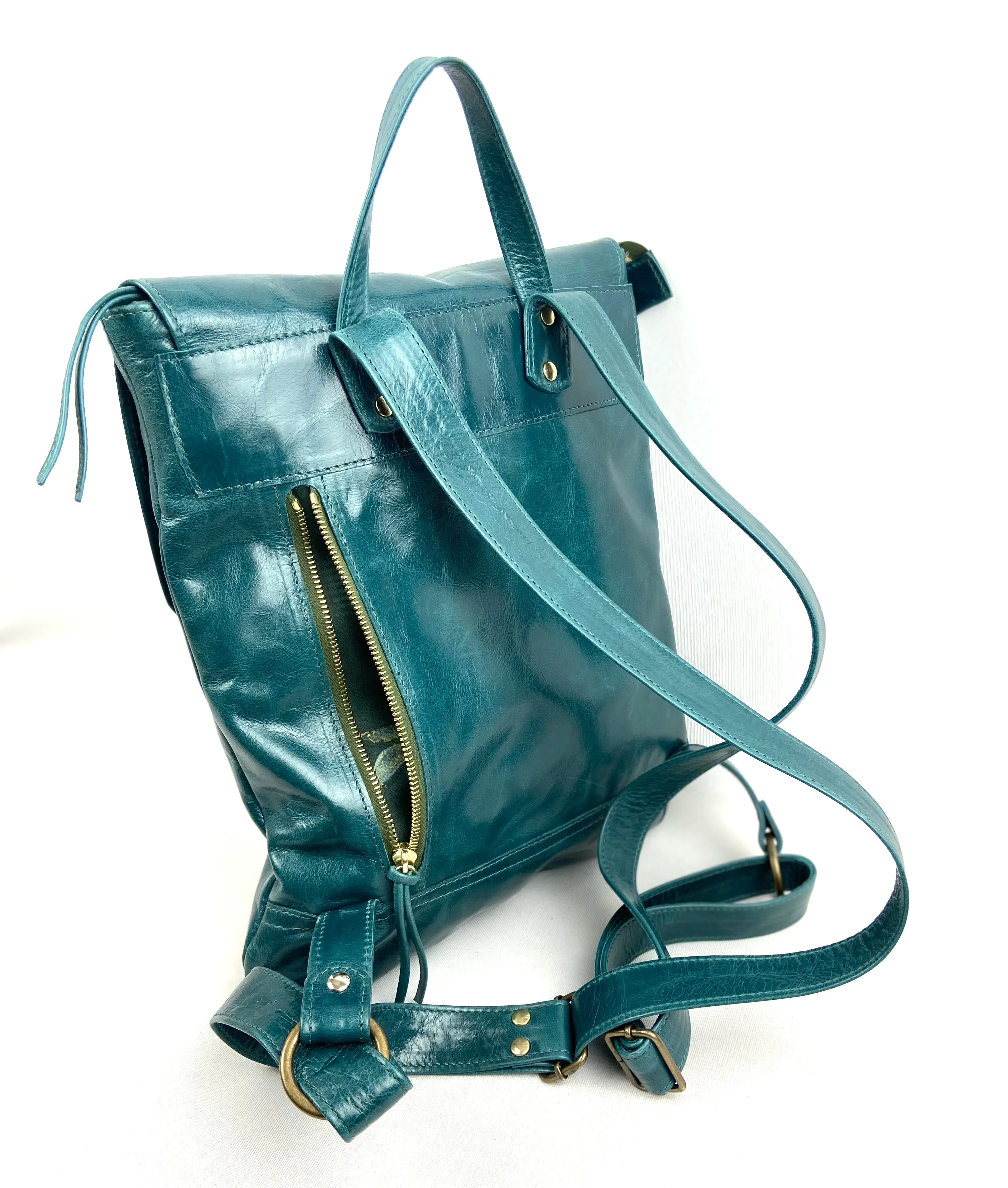 Dinky Pal rucksack in Teal Glazed Leather