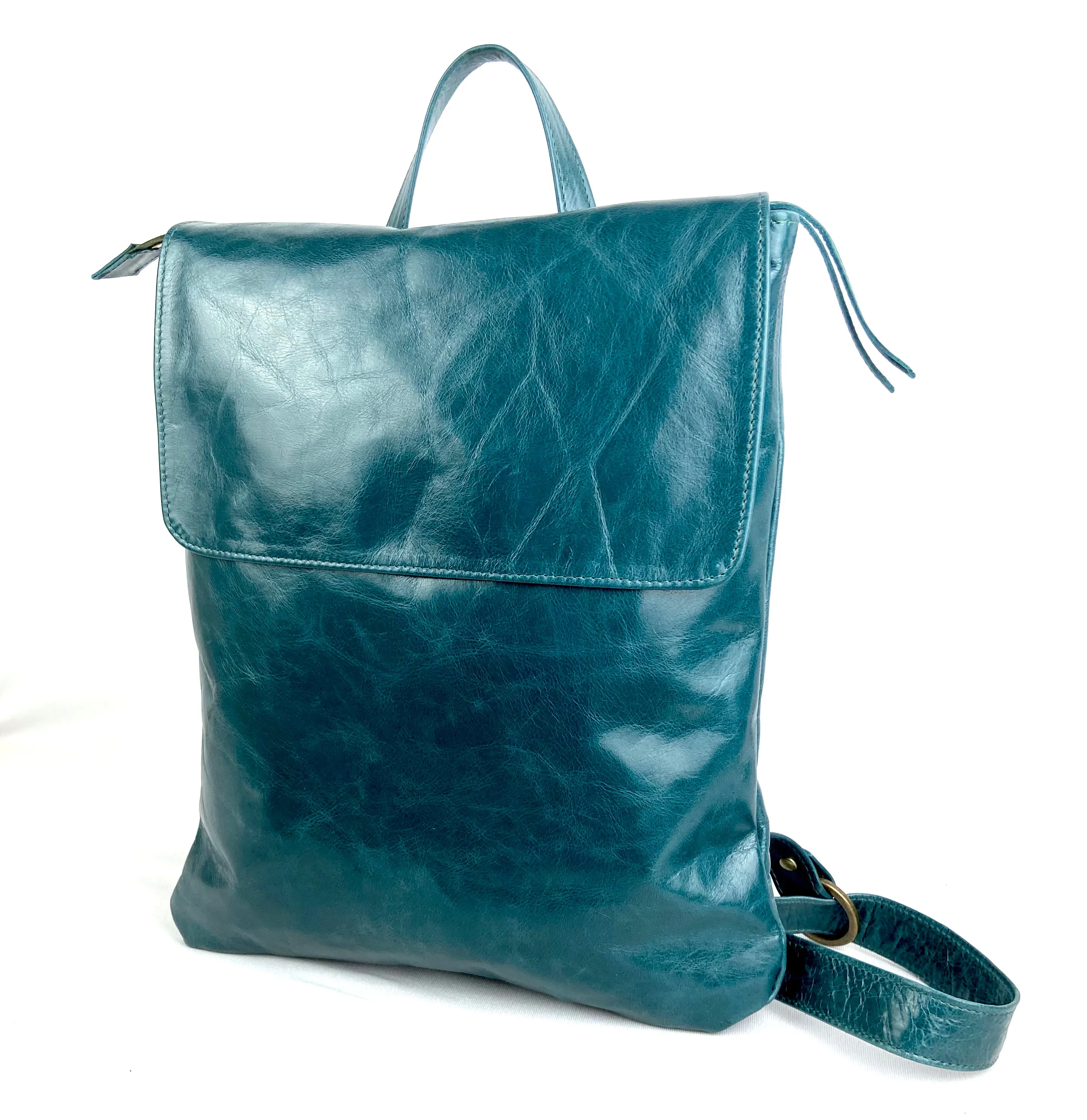 Dinky Pal rucksack in Teal Glazed Leather