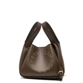 Dumpling Logo Grain Shoulder Bag, Brown