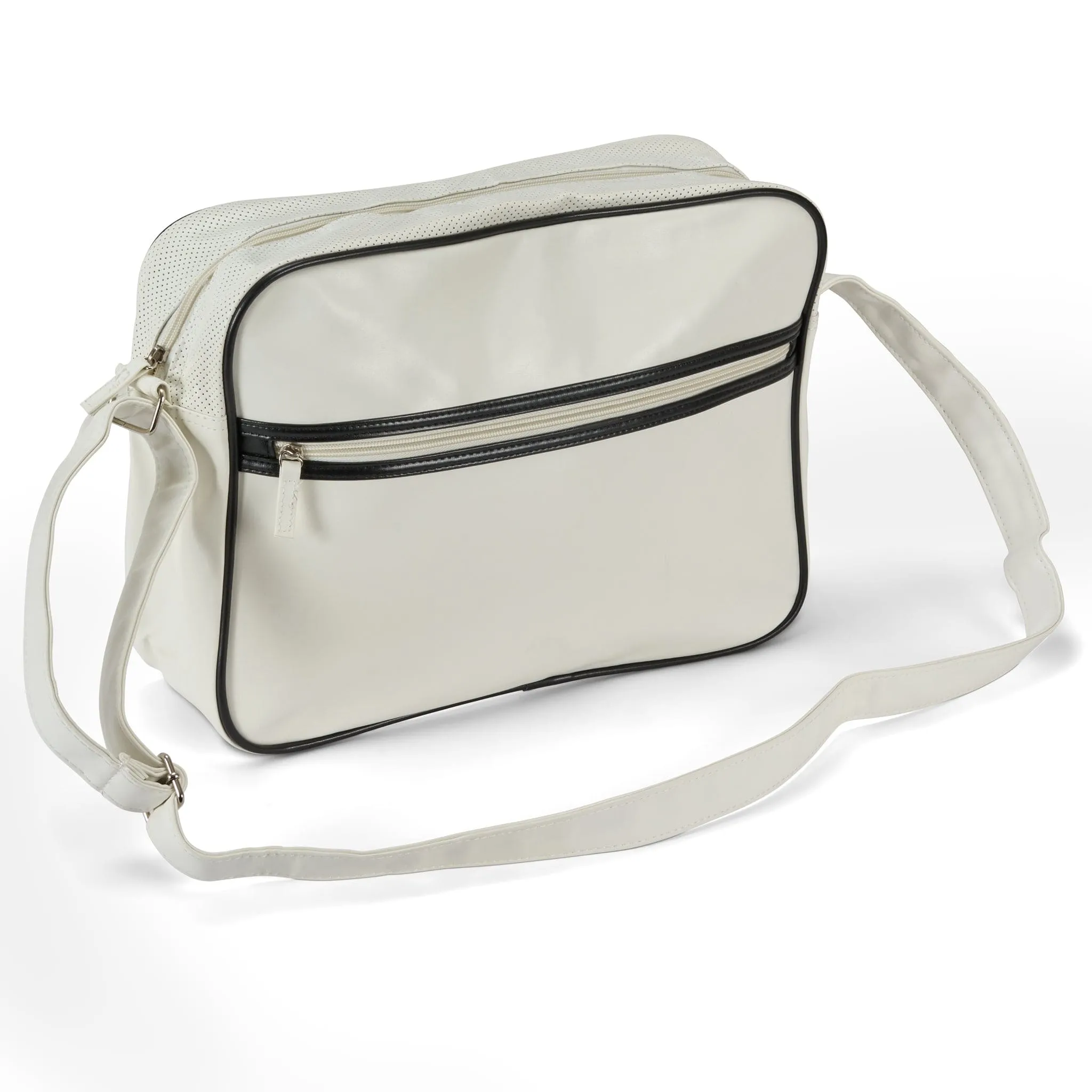 Eco-Leather Retro Cream & Black Shoulder Messenger Satchel Bag