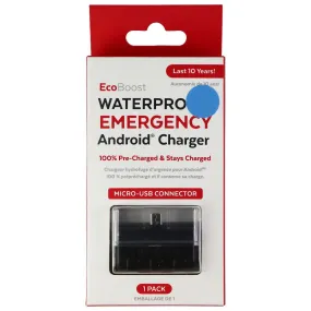 EcoBoost Waterproof Emergency Mini Battery Bank for Micro-USB Devices - Black