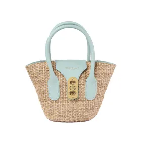 Emily Raffia 7" - Beige&Light Blue