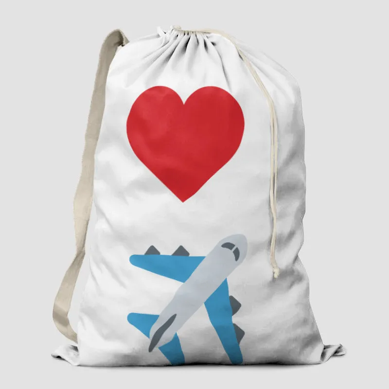 Emoji Heart Plane - Laundry Bag