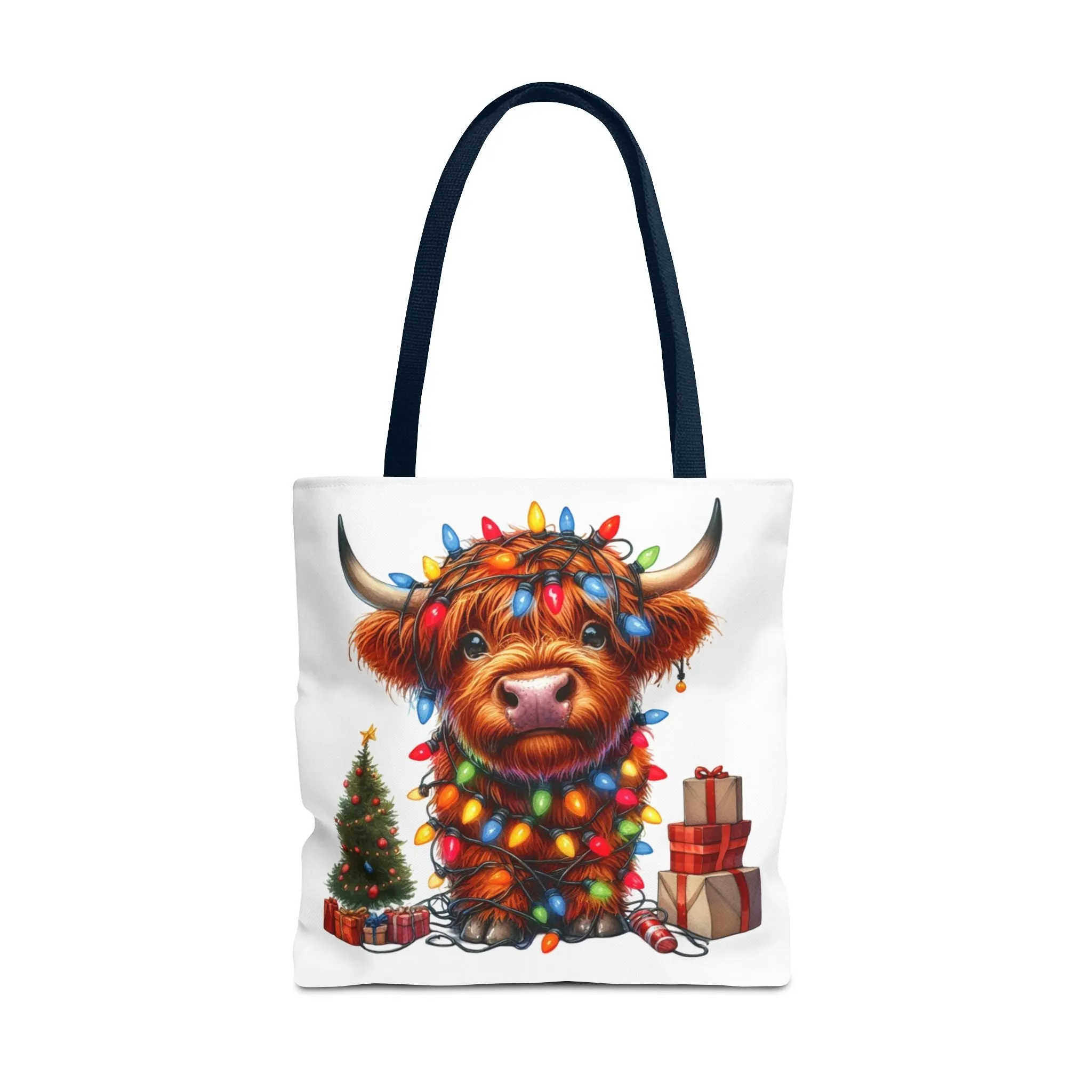 Festive Highland Cow Tote Bag - Perfect for Holiday Shopping & Gifts