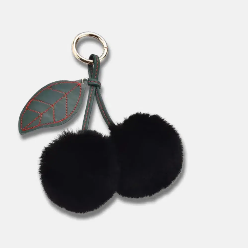 Fluffy Cherry – Playful fuzzy cherry design – Bag charm