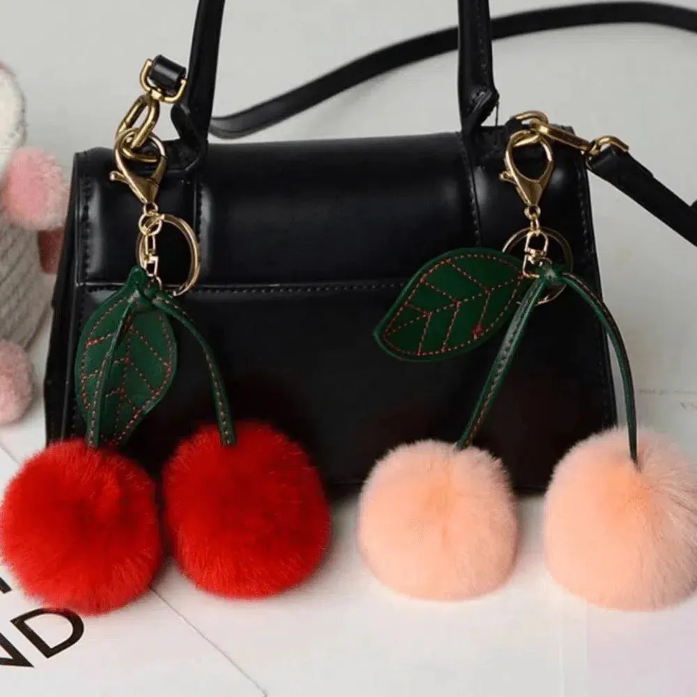 Fluffy Cherry – Playful fuzzy cherry design – Bag charm