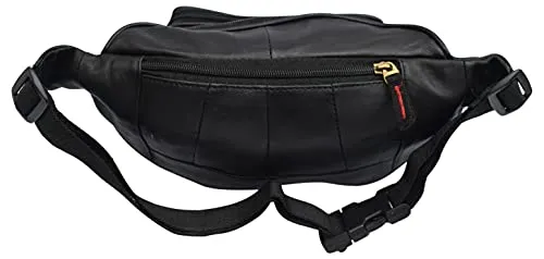 Front Pocket RFID Protected Genuine Leather Fanny Pack Waist Bag Organizer with Adjustable Belt Multiple Pockets For Men and Women