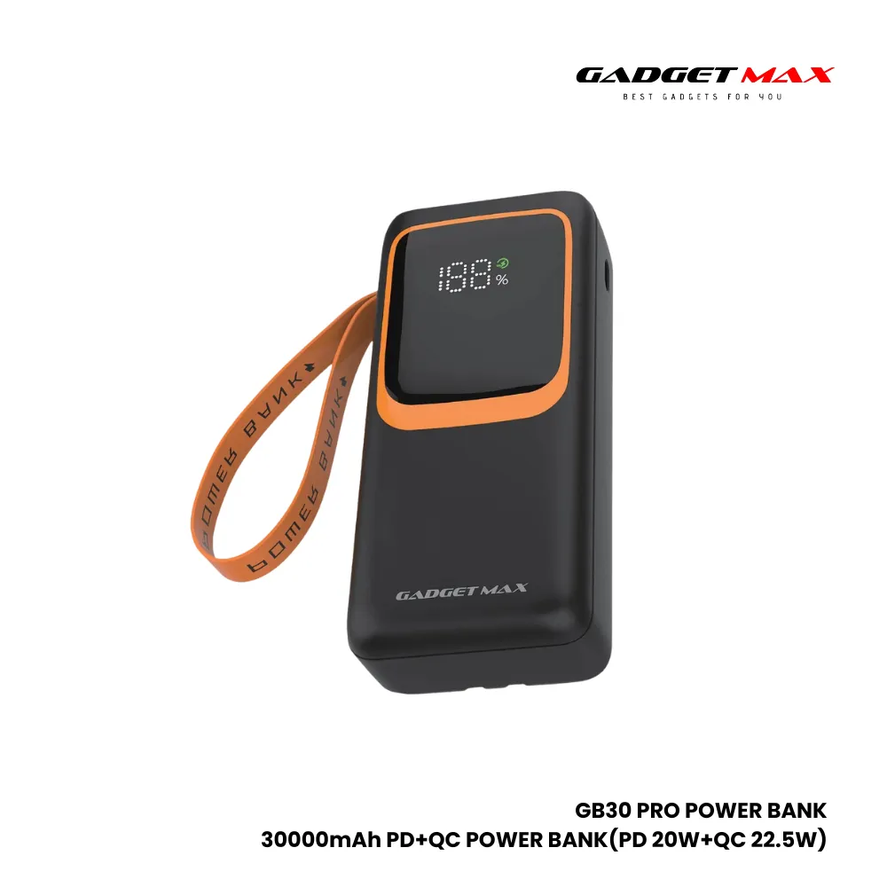 GADGET MAX GB-30 Pro 30000mAh PD QC Fast Charging Power Bank(PD 20W QC 22.5W) - Black