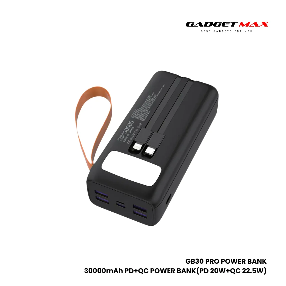 GADGET MAX GB-30 Pro 30000mAh PD QC Fast Charging Power Bank(PD 20W QC 22.5W) - Black