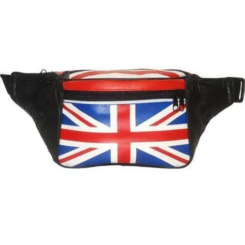 Genuine Leather Britain UK Flag Waist Pouch, Fanny Pack, Unisex Design 966 (C)