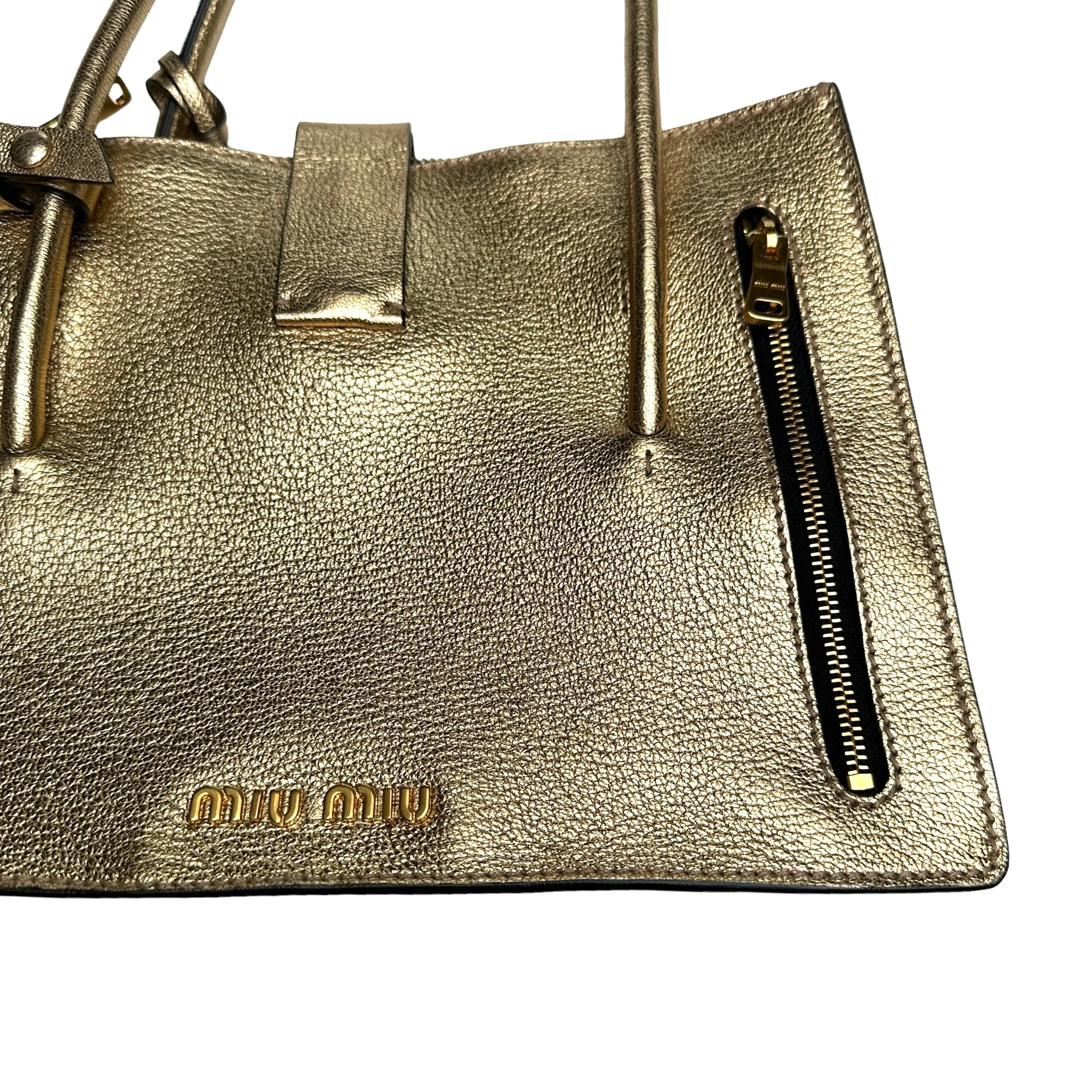 Gold Leather Small Tote