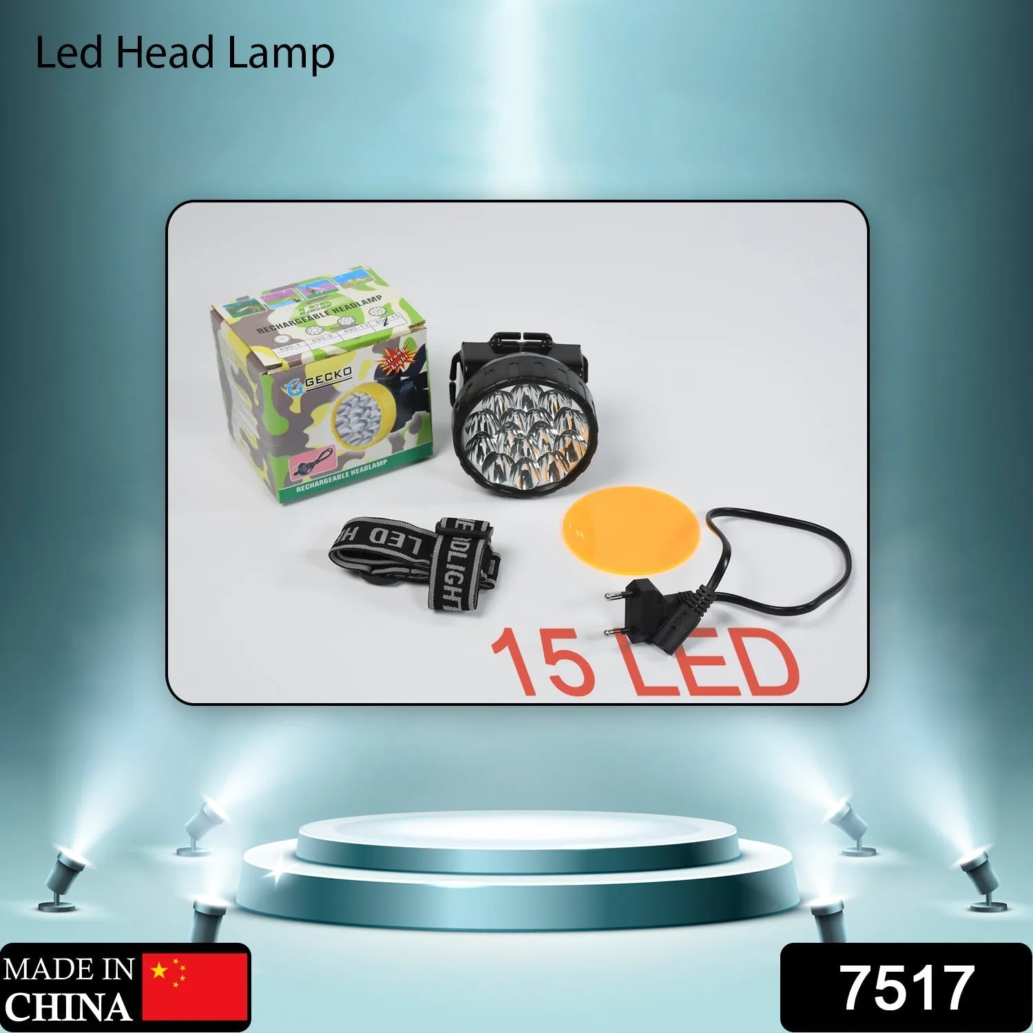 Head Lamp 15 Led Long Range Rechargeable Headlamp Adjustment Lamp Use For Farmers, Fishing, Camping, Hiking, Trekking, Cycling