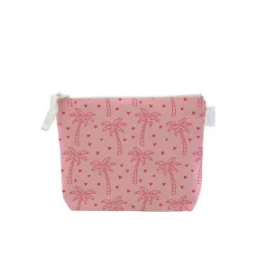 Hearts and Palms in Pink Cosmetic Bag, Small