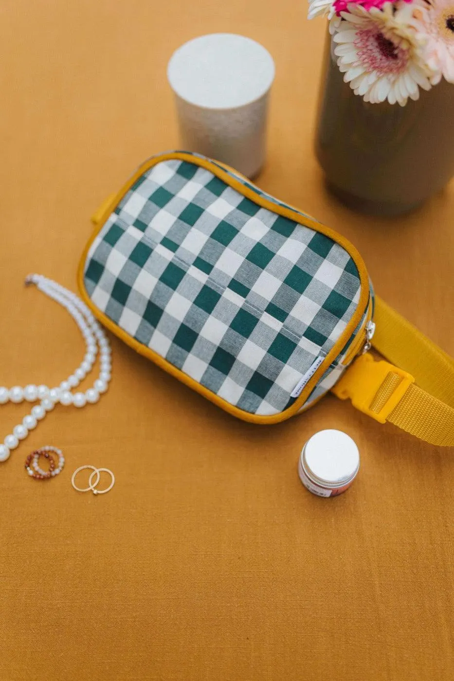 Hip Pack Travel | Fanny Pack | Gingham | Green Grass